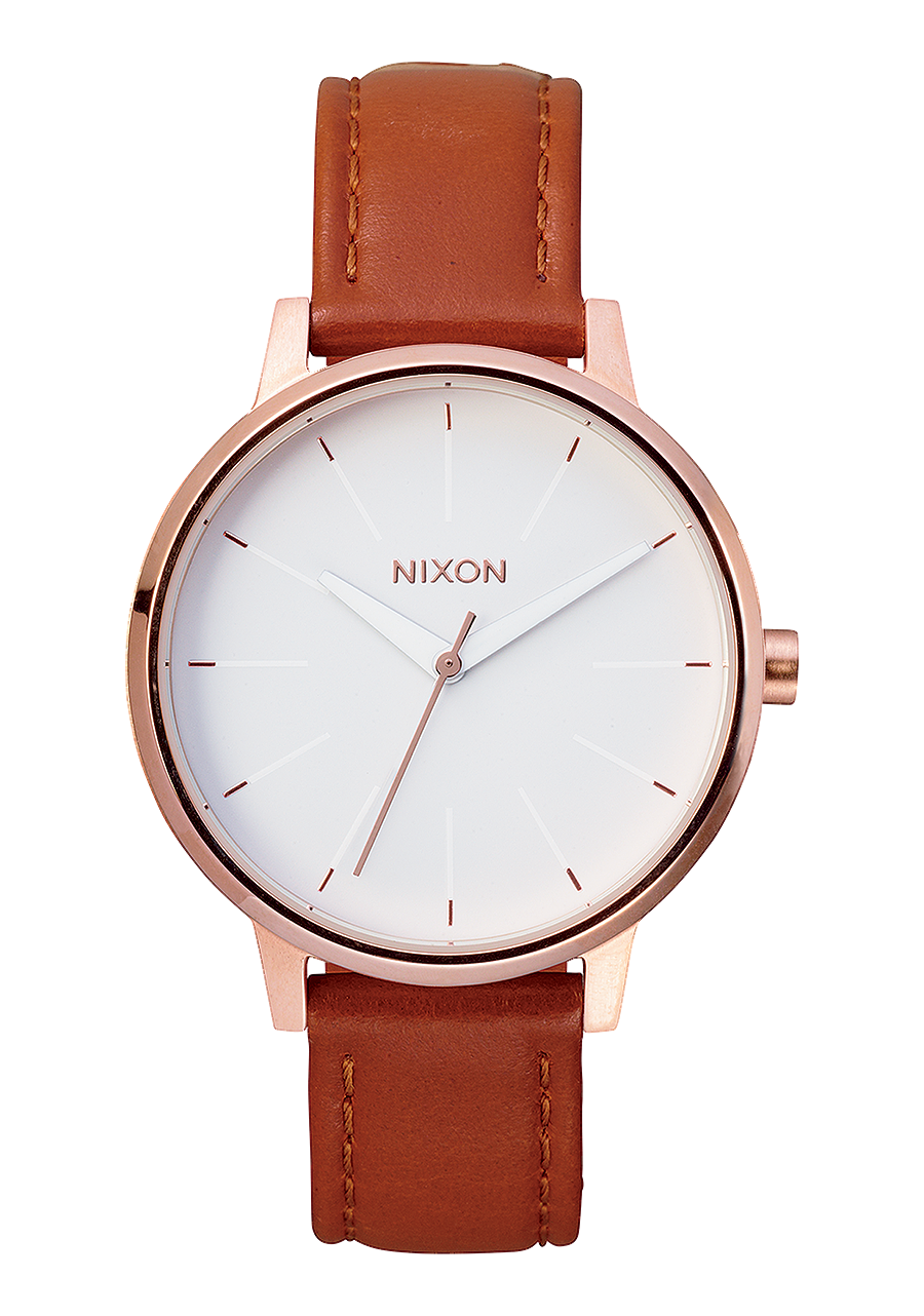 Nixon Kensington Leather Rose Gold-White