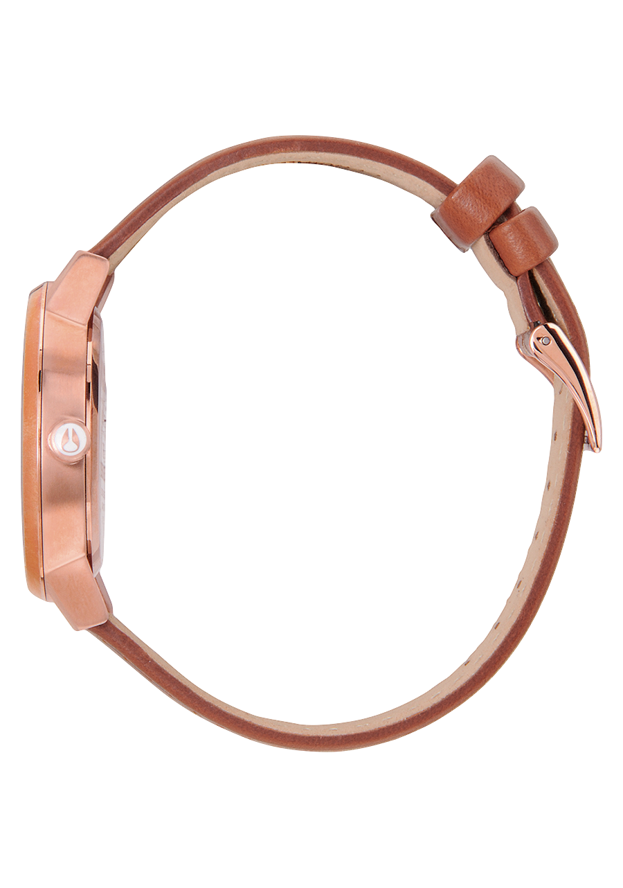 Nixon Kensington Leather Rose Gold-White