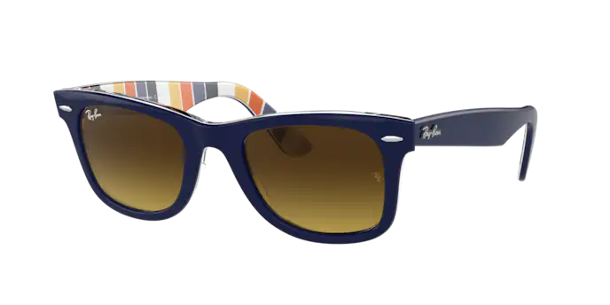 Ray Ban 2140F Wayfarer Blue on Stripes Orange/Brown Gradient 52mm