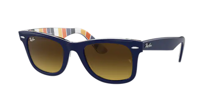 Ray Ban 2140F Wayfarer Blue on Stripes Orange/Brown Gradient 52mm