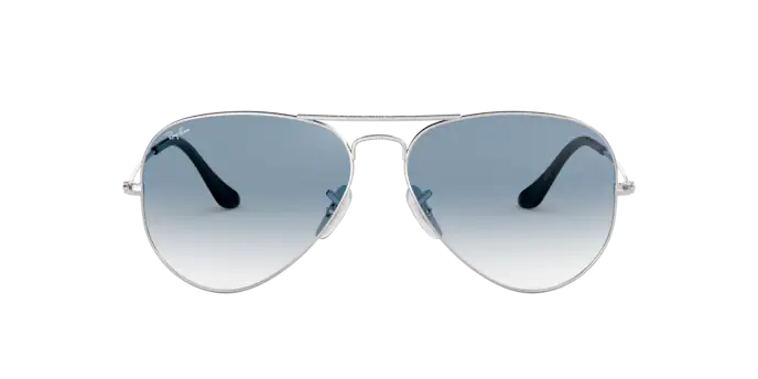 Ray Ban 3025 Aviator Large Metal Silver w/Clear Blue Gradient