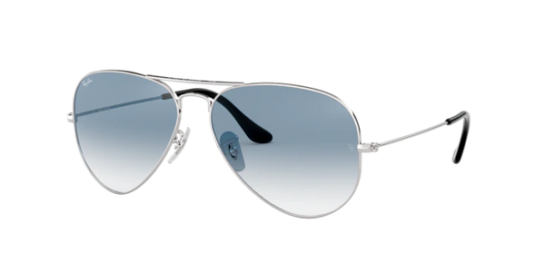 Ray Ban 3025 Aviator Large Metal Silver w/Clear Blue Gradient