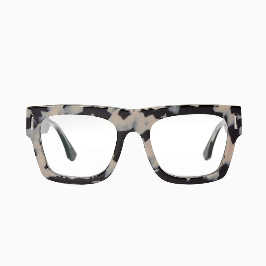 Valley Alta Snow Leopard Tort/Silver Trim/Clear Blue Blocker