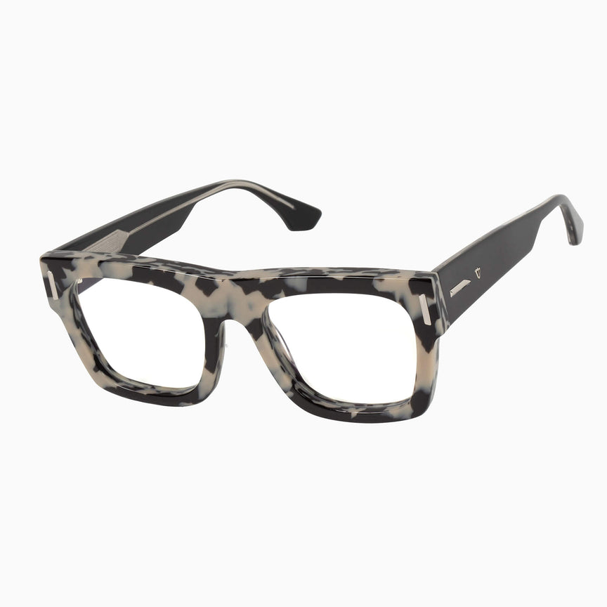 Valley Alta Snow Leopard Tort/Silver Trim/Clear Blue Blocker