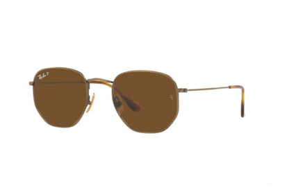 Ray Ban 8148 Hex Titanium Antique Gold Polar Brown 54